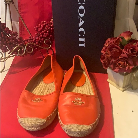🤩🥰 Coach leather orange espadrilles size 6B - Picture 5 of 7
